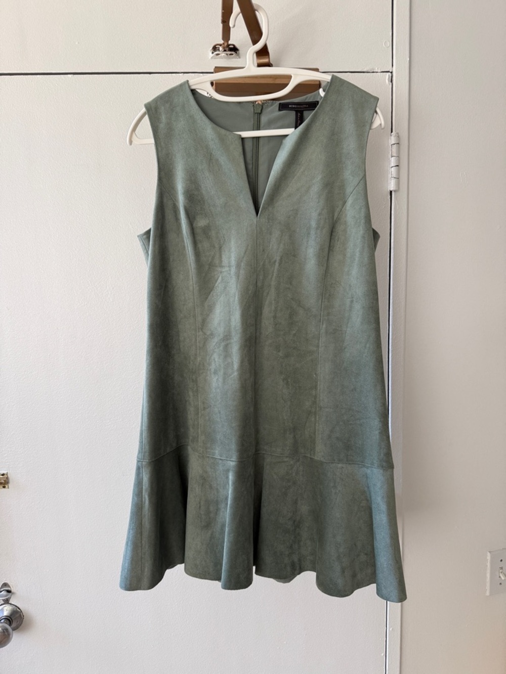 BCBGMaxAzria Sage Green Suede Mini Dress